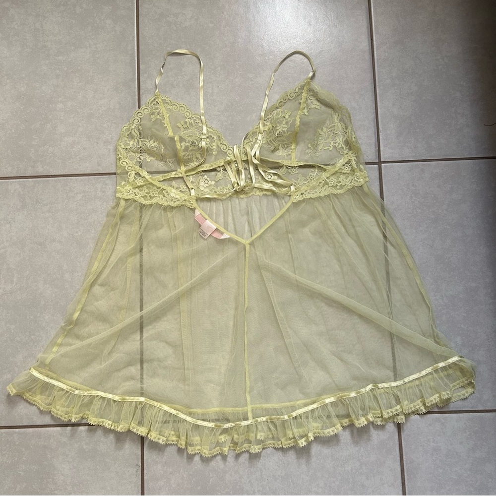 Victoria Secret Yellow Babydoll Lingerie Medium - Picture 5 of 9